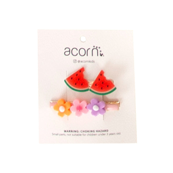 Daisy and Fruit Hair Clip Watermelon - Acorn Kids Accessories