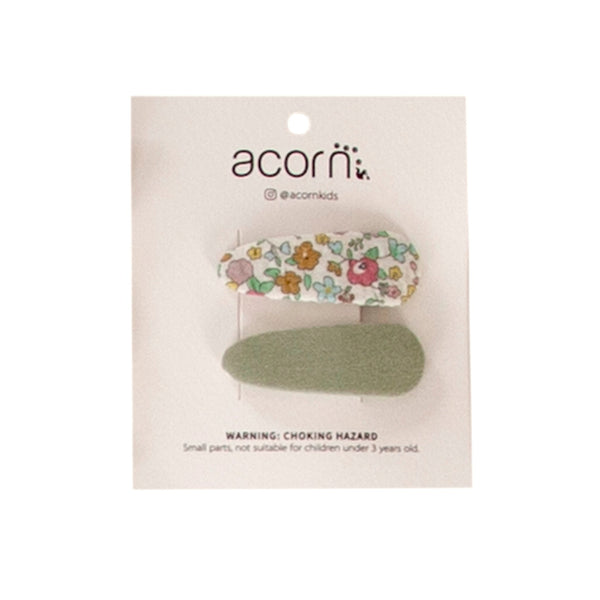 Floral Hair Clip Sage - Acorn Kids Accessories