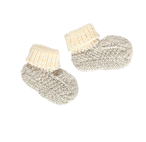 Springbud Merino Booties Cloud Marle– newborn hand-knitted merino wool booties with moss stitch and rolled cuff – Acorn Kids