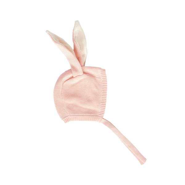 Bunny Beanie Pink – baby and toddler cotton beanie with floppy bunny ears and tie straps – Acorn Kids