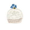 Bluebell Beanie Cream & Blue – kids hand-knitted beanie with crochet flower bluebell on top in soft wool blend – Acorn Kids