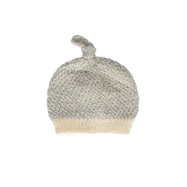 Springbud Merino Beanie & Mitten Set Cloud Marle – newborn hand-knitted merino wool beanie and mittens with moss stitch – Acorn Kids
