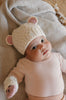Bear Beanie and Infant Mittens Cream – kids knitted beanie with cute bear face in soft wool blend – Acorn Kids