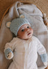 Bear Beanie and Mittens Blue – kids knitted beanie with cute bear face in soft wool blend – Acorn Kids