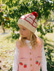 Crossroads Beanie Red and Pink – kids hand-knitted checked beanie with colourful pom pom in soft wool blend – Acorn Kids