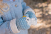 Bear Mittens Blue – hand-knitted baby mittens with cute bear face in soft wool blend – Acorn Kids