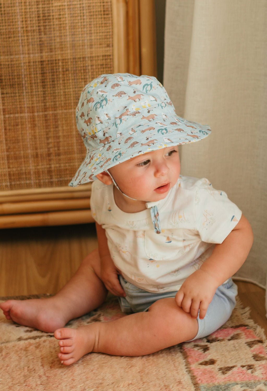 Aussie Bush Freinds Wide Brim Infant Hat - Acorn Kids Accessories