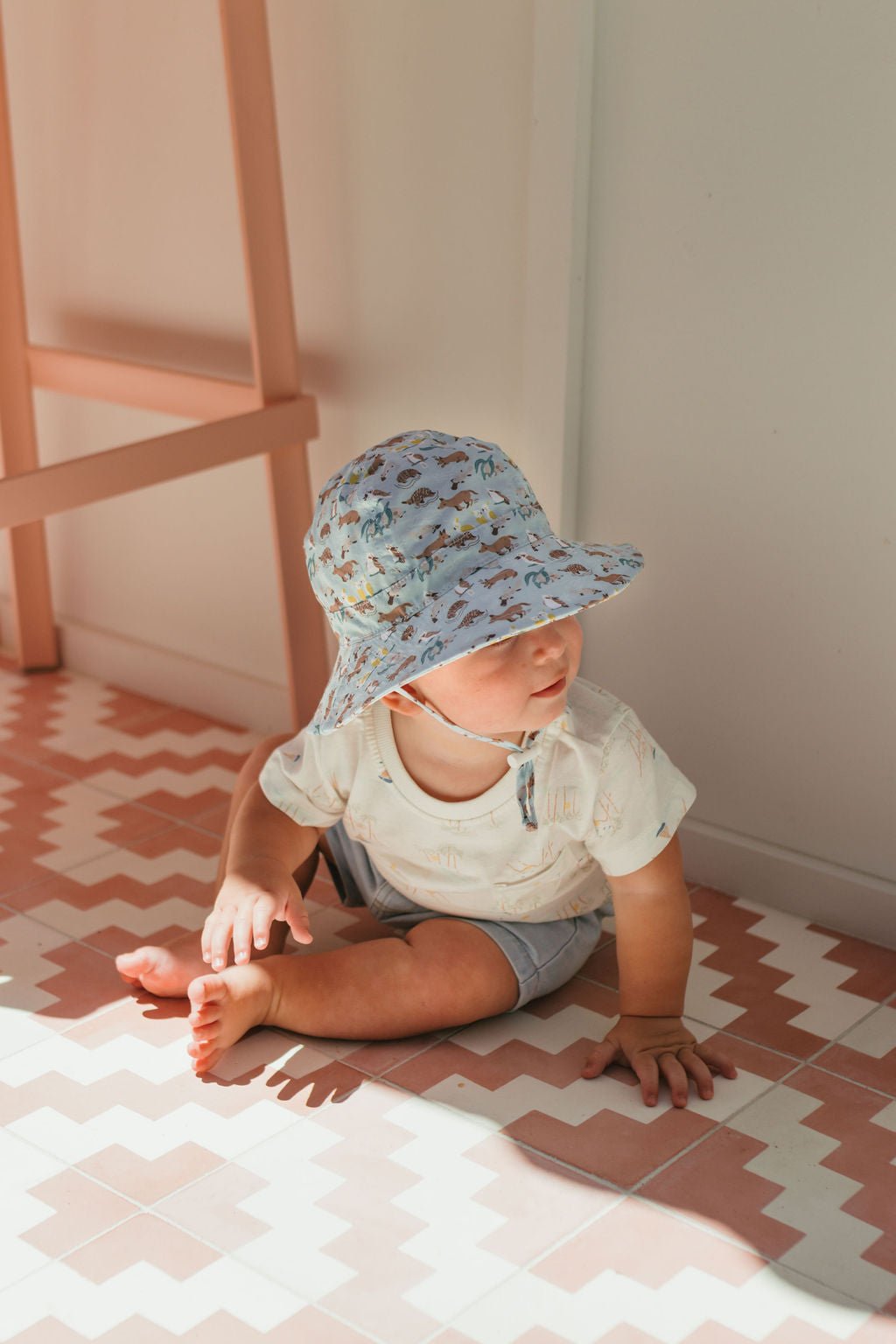 Aussie Bush Freinds Wide Brim Infant Hat - Acorn Kids Accessories