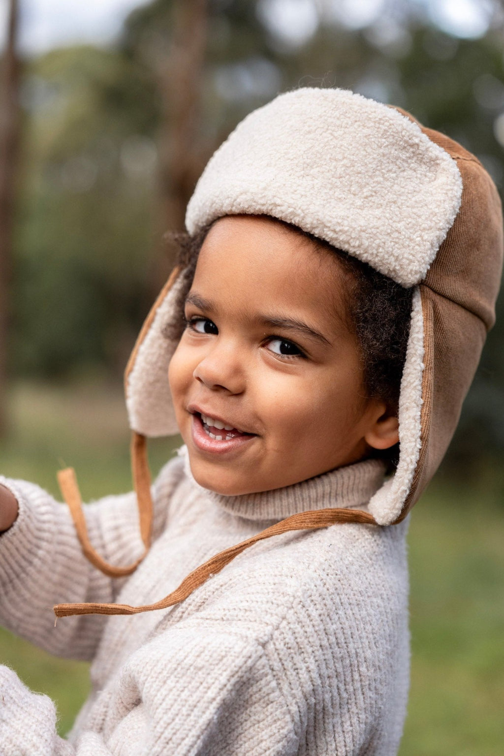 Aviator Cord Beanie Chestnut - Acorn Kids Accessories