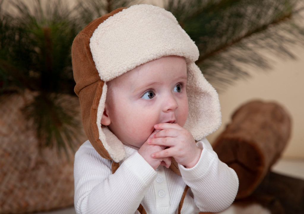 Aviator Cord Beanie Chestnut - Acorn Kids Accessories