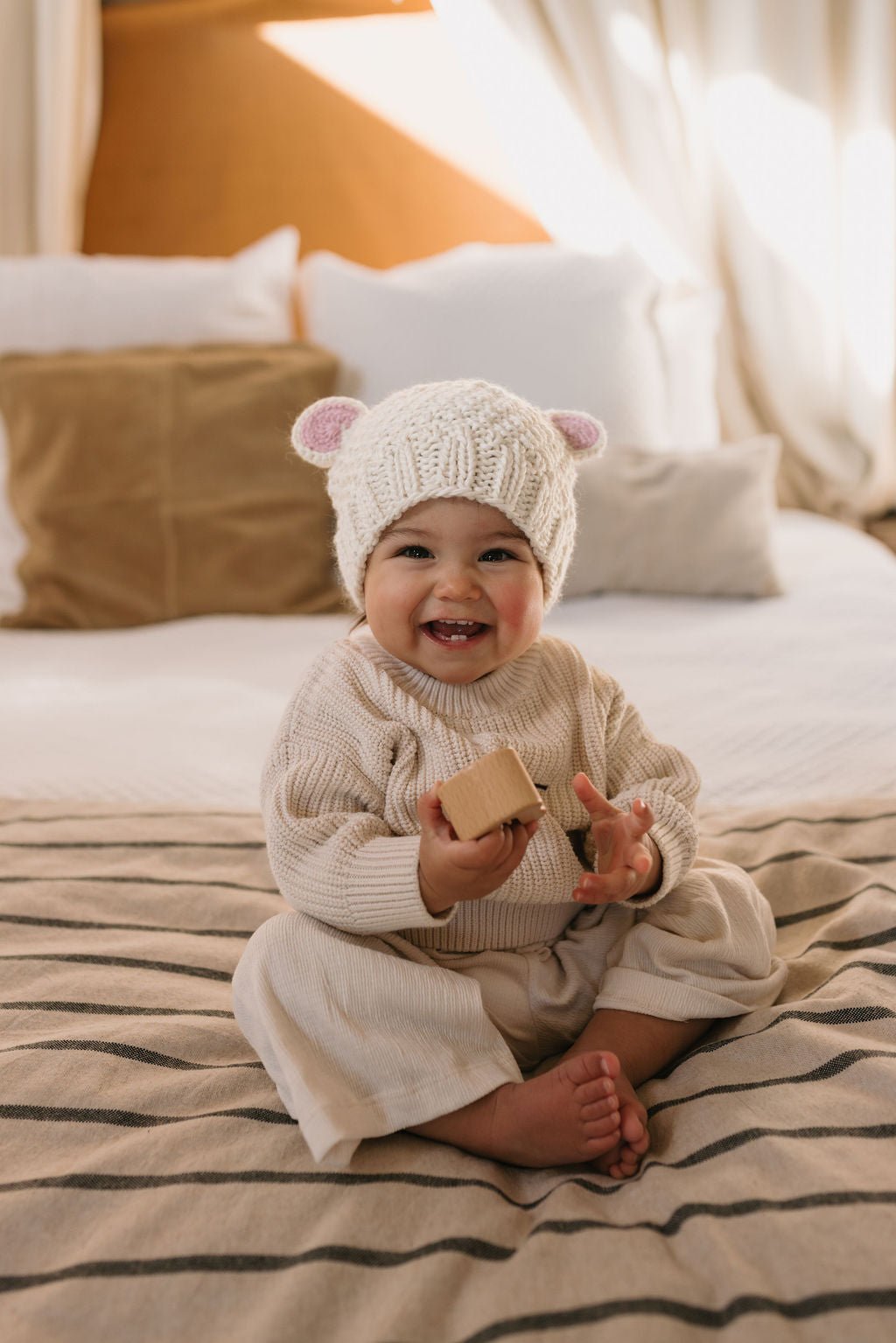 Bear Beanie Cream - Acorn Kids Accessories