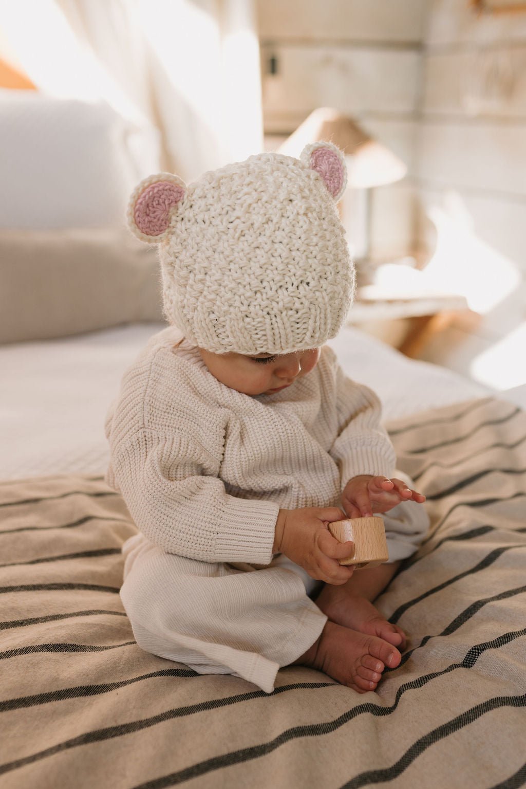 Bear Beanie Cream - Acorn Kids Accessories