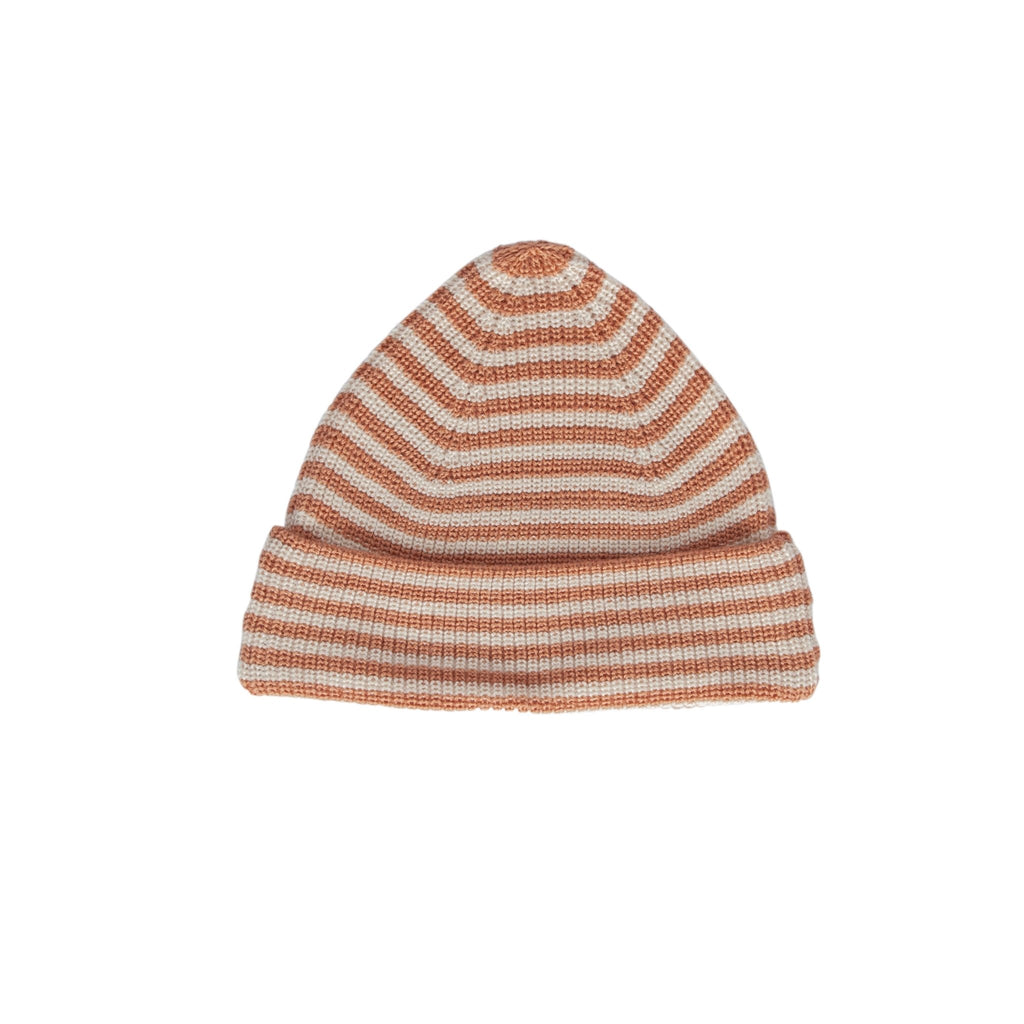 Berlin Merino Beanie Biscuit and Cream Stripe - Acorn Kids Accessories