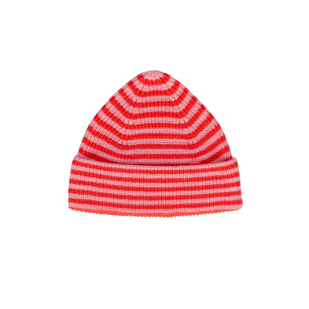 Berlin Merino Beanie Pink and Red Stripe - Acorn Kids Accessories