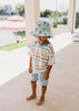 Blue Checked Palms Wide Brim Bucket Hat - Acorn Kids Accessories