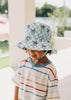 Blue Checked Palms Wide Brim Bucket Hat - Acorn Kids Accessories