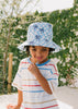 Blue Checked Palms Wide Brim Bucket Hat - Acorn Kids Accessories