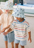 Blue Checked Palms Wide Brim Bucket Hat - Acorn Kids Accessories