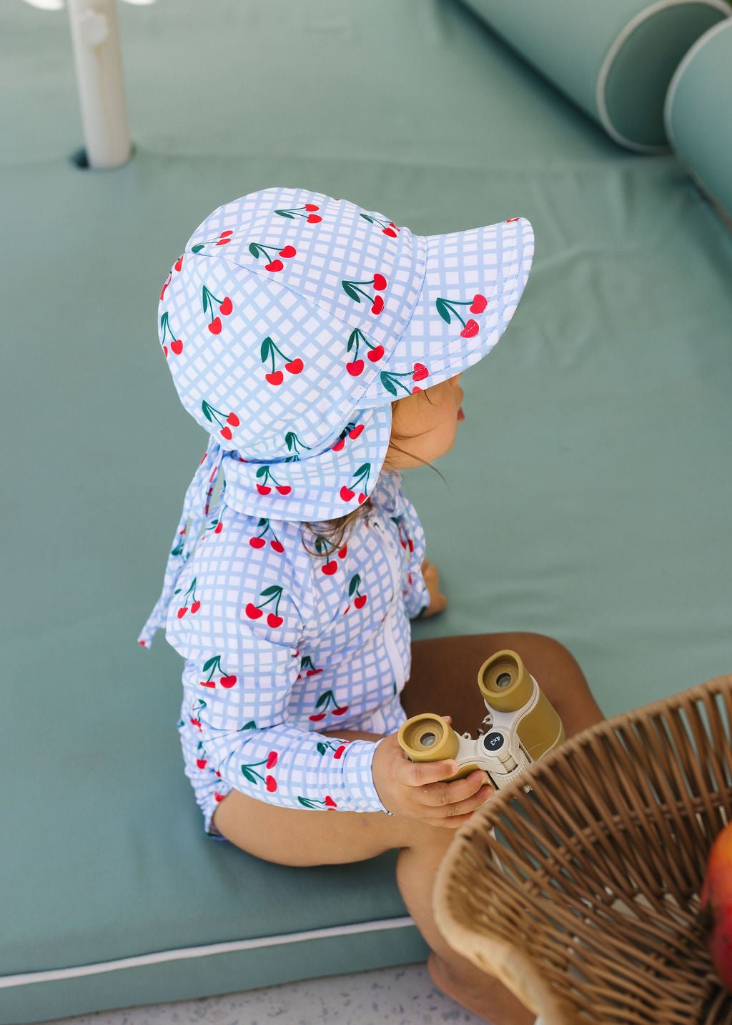 Cherry Checks Swim Flap Cap - Acorn Kids Accessories