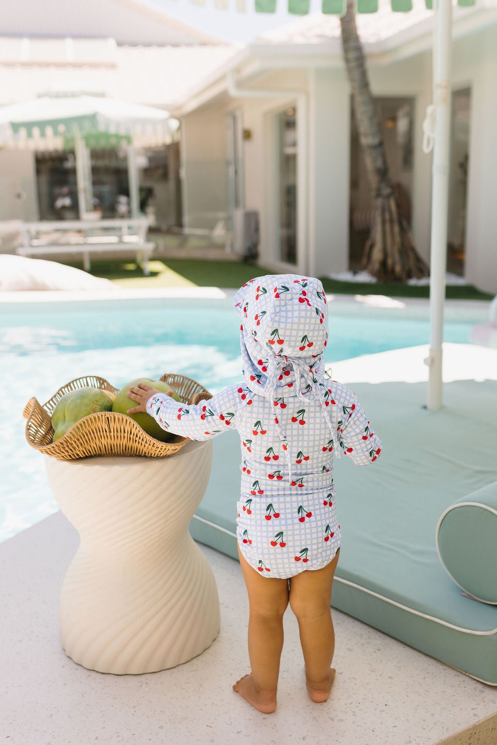 Cherry Checks Swim Flap Cap - Acorn Kids Accessories