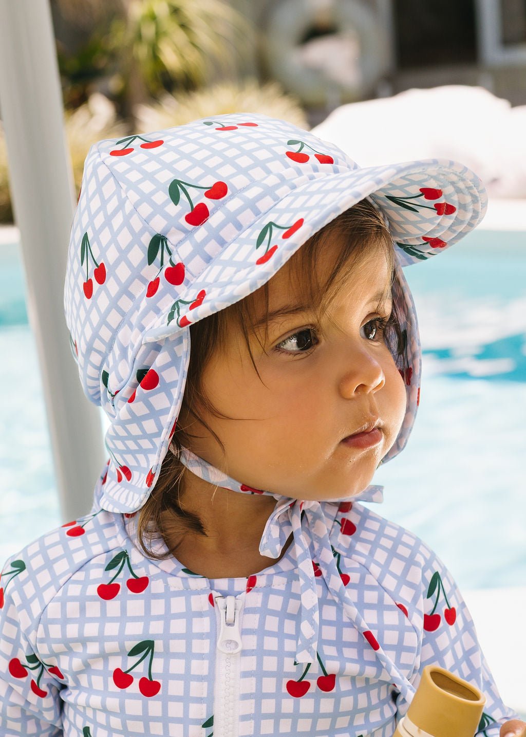 Cherry Checks Swim Flap Cap - Acorn Kids Accessories