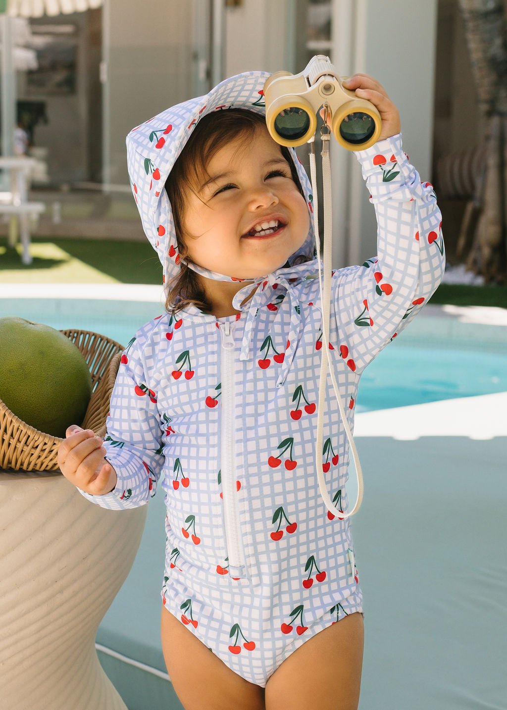 Cherry Checks UPF50+ Swimming Suit - Acorn Kids Accessories