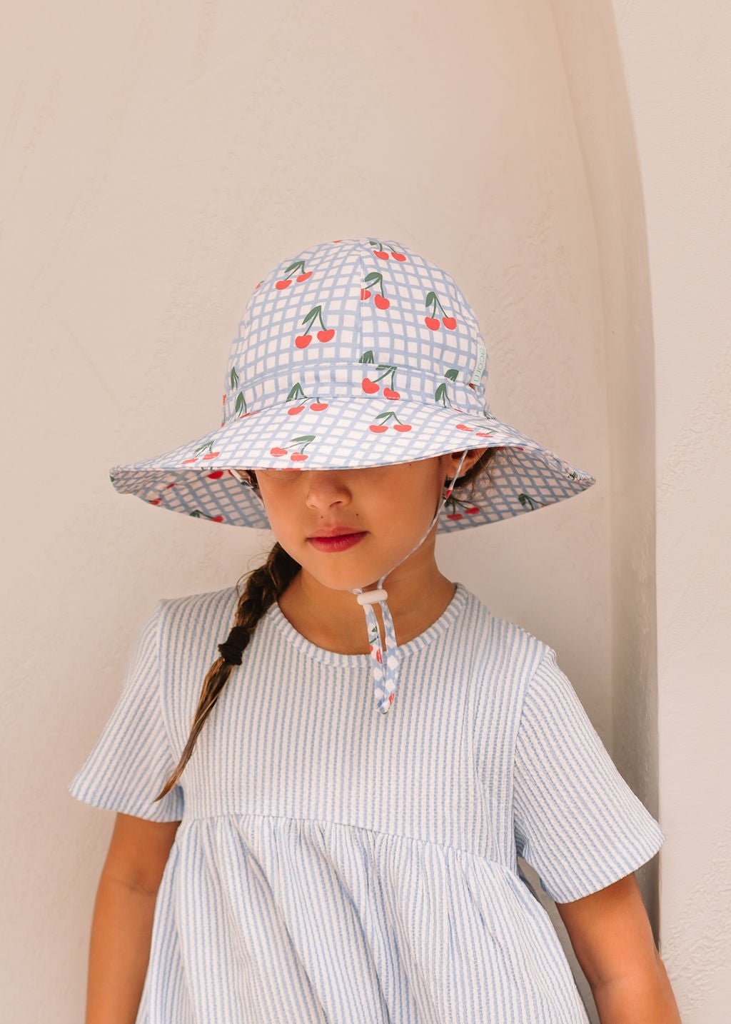 Cherry Checks Wide Brim Sunhat - Acorn Kids Accessories