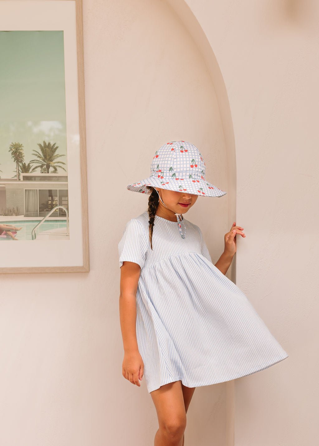 Cherry Checks Wide Brim Sunhat - Acorn Kids Accessories