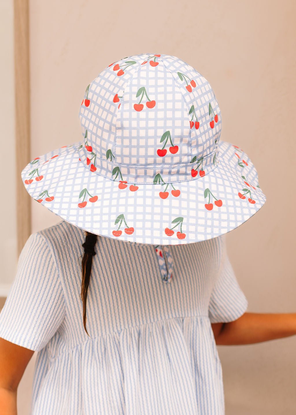 Cherry Checks Wide Brim Sunhat - Acorn Kids Accessories