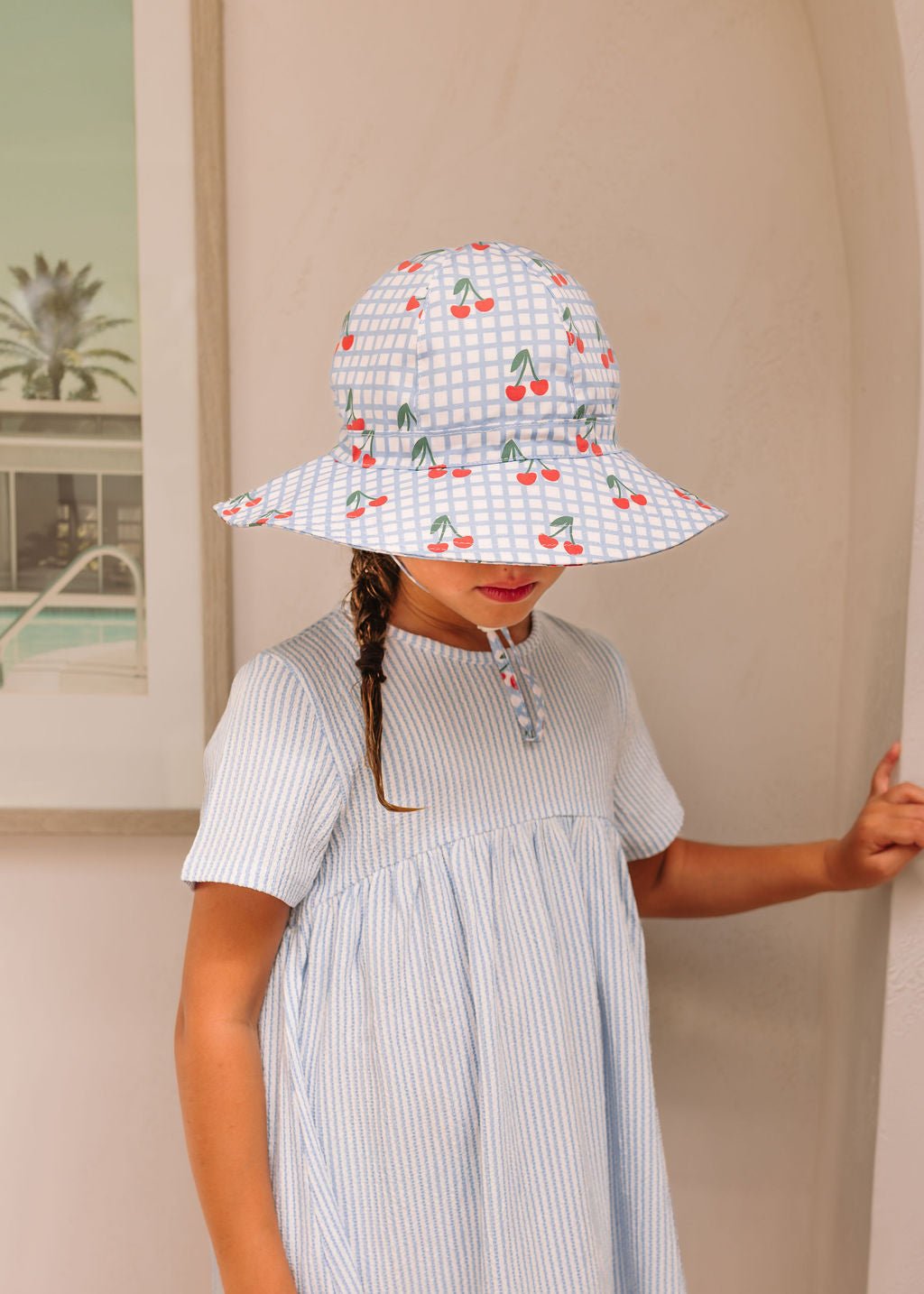 Cherry Checks Wide Brim Sunhat - Acorn Kids Accessories