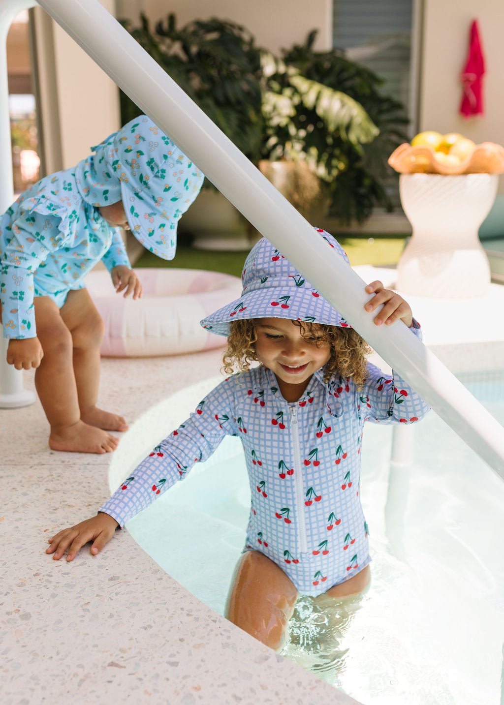 Cherry Checks Wide Brim Swim Hat - Acorn Kids Accessories
