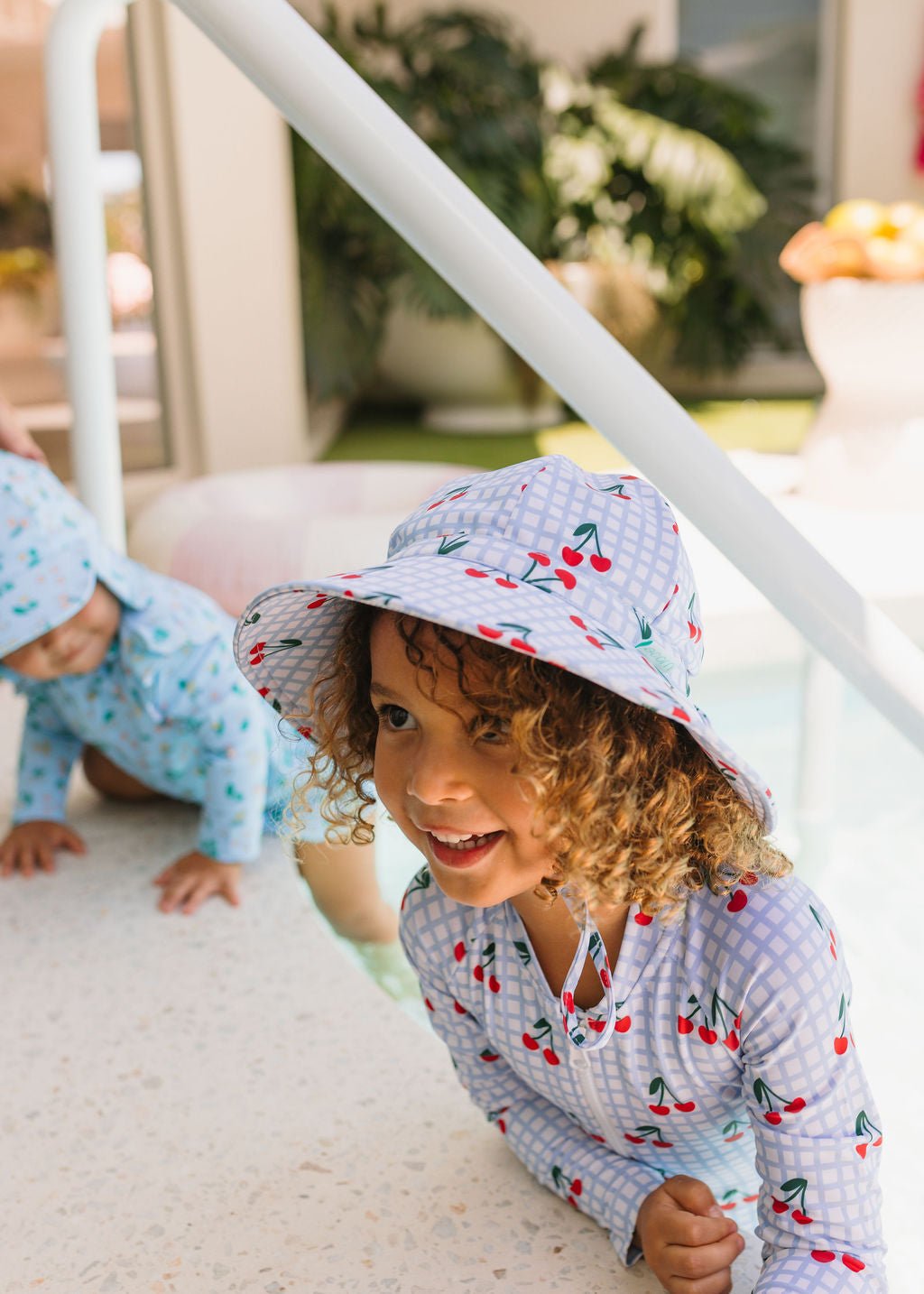 Cherry Checks Wide Brim Swim Hat - Acorn Kids Accessories