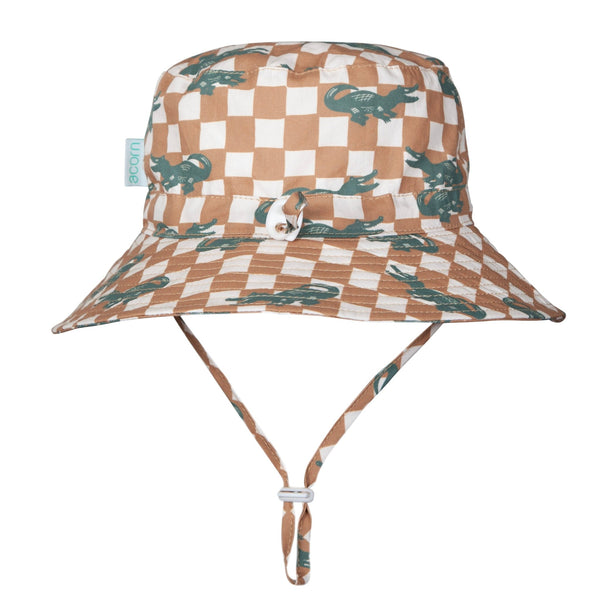 Crocodile Checks Wide Brim Bucket Hat - Acorn Kids Accessories
