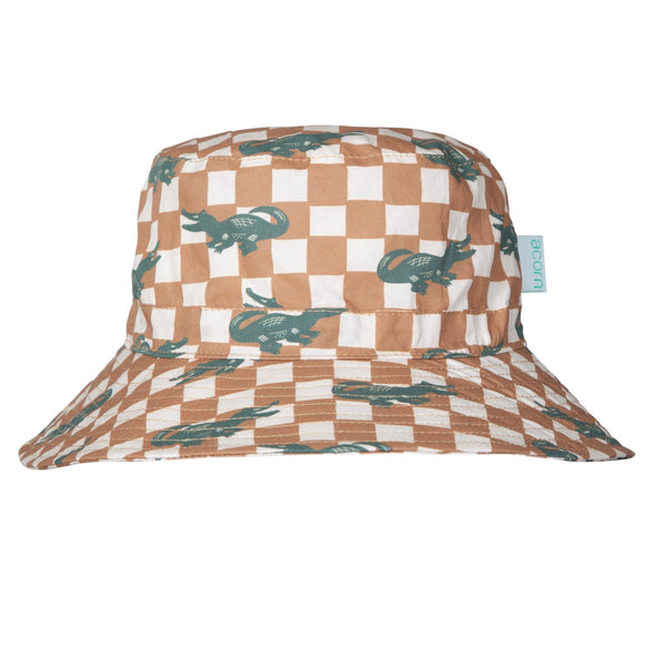 Crocodile Checks Wide Brim Bucket Hat - Acorn Kids Accessories