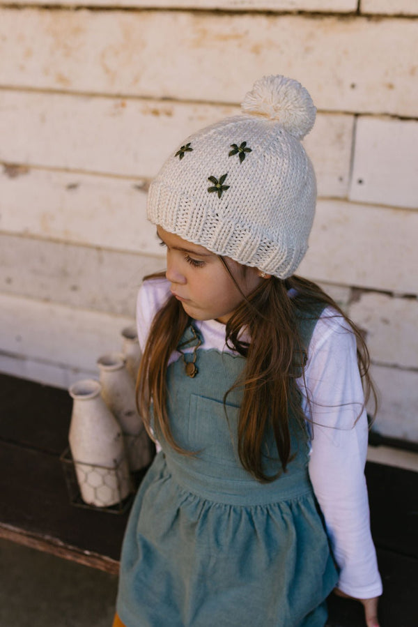 Daisy Beanie Cream - Acorn Kids Accessories