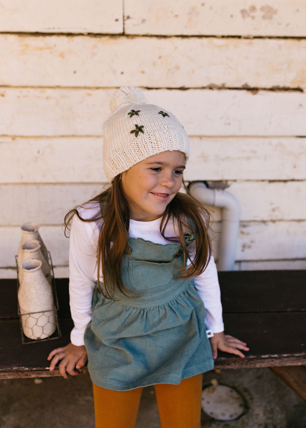 Daisy Beanie Cream - Acorn Kids Accessories