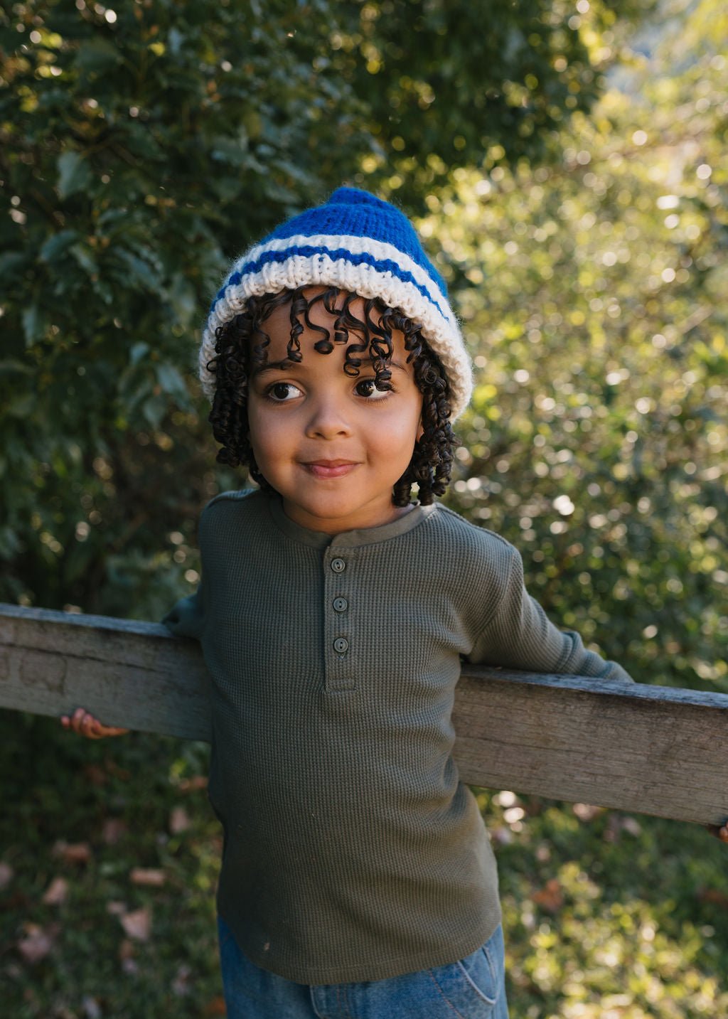 Denmark Beanie Blue & Cream - Acorn Kids Accessories