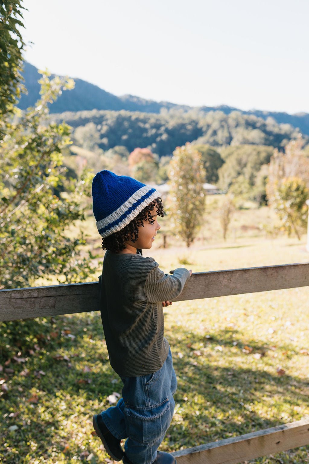 Denmark Beanie Blue & Cream - Acorn Kids Accessories