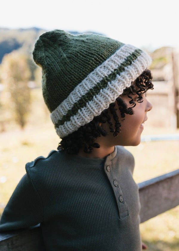Denmark Beanie Khaki & Cream - Acorn Kids Accessories