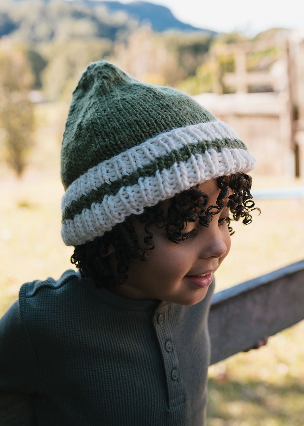 Denmark Beanie Khaki & Cream - Acorn Kids Accessories