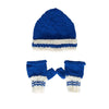 Denmark Beanie & Mittens Bundle - Blue and Cream - Acorn Kids Accessories