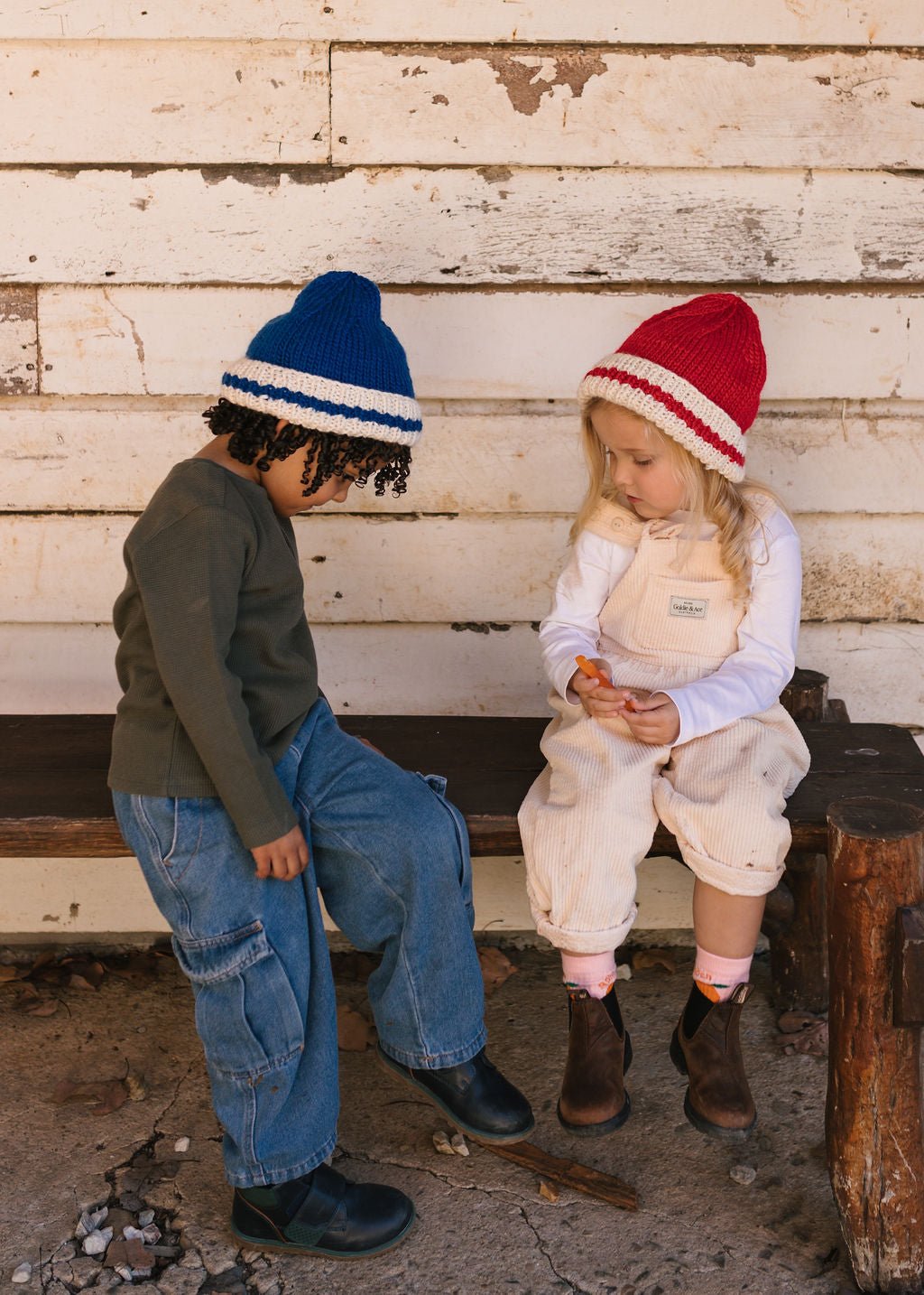 Denmark Beanie Red & Cream - Acorn Kids Accessories