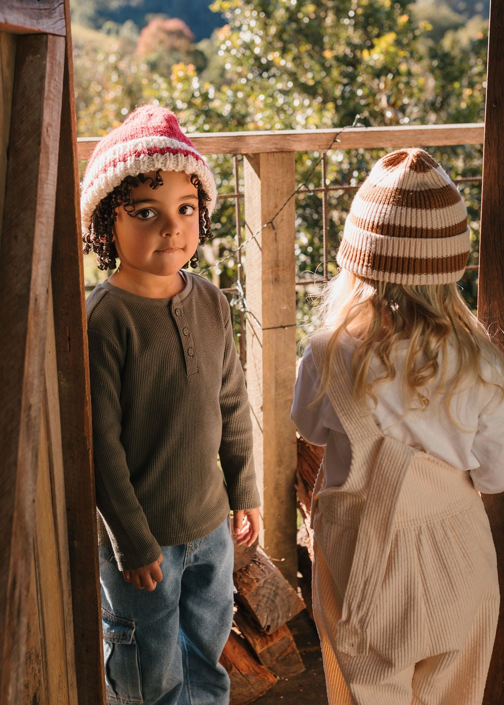 Denmark Beanie Red & Cream - Acorn Kids Accessories