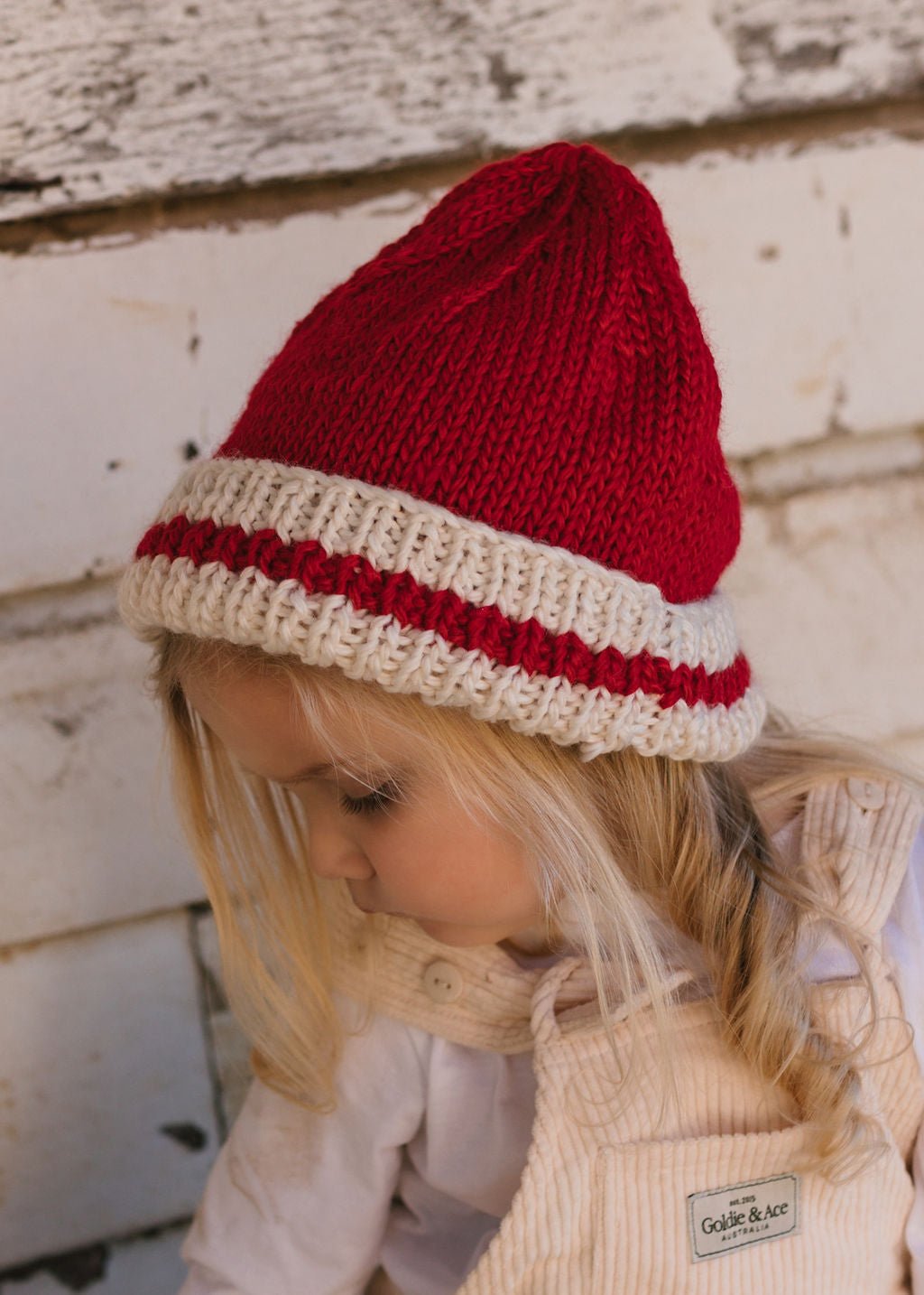 Denmark Beanie Red & Cream - Acorn Kids Accessories