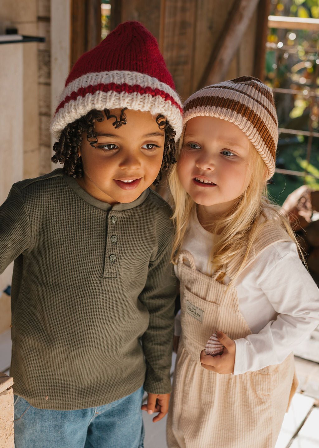 Denmark Beanie Red & Cream - Acorn Kids Accessories