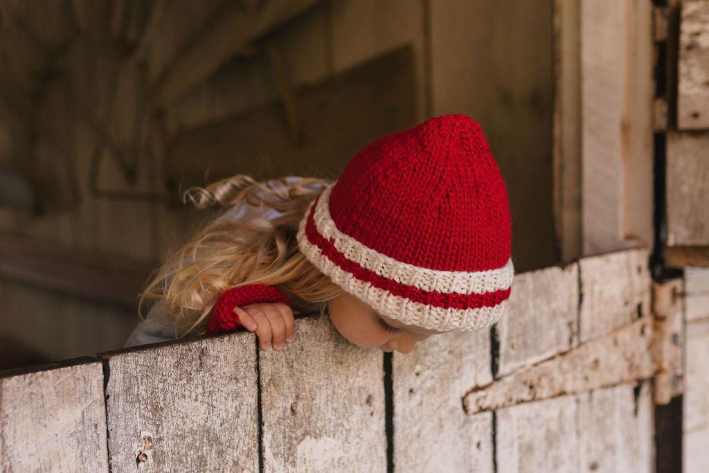 Denmark Beanie Red & Cream - Acorn Kids Accessories