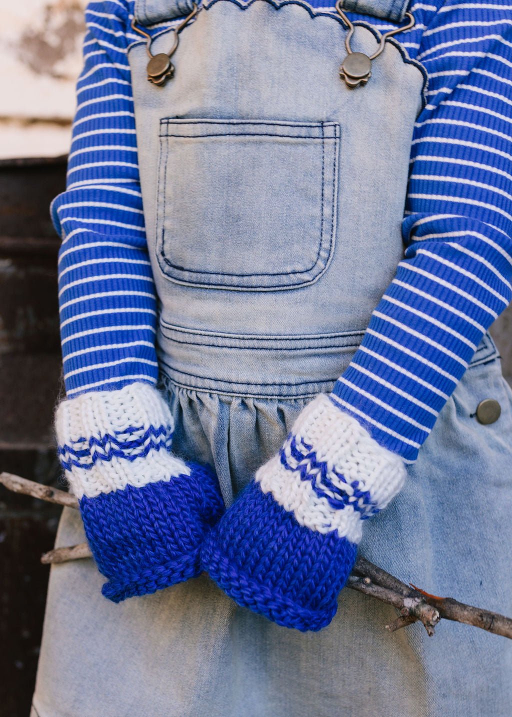 Denmark Mittens Blue & Cream - Acorn Kids Accessories