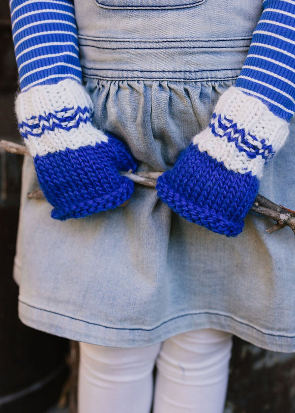 Denmark Mittens Blue & Cream - Acorn Kids Accessories