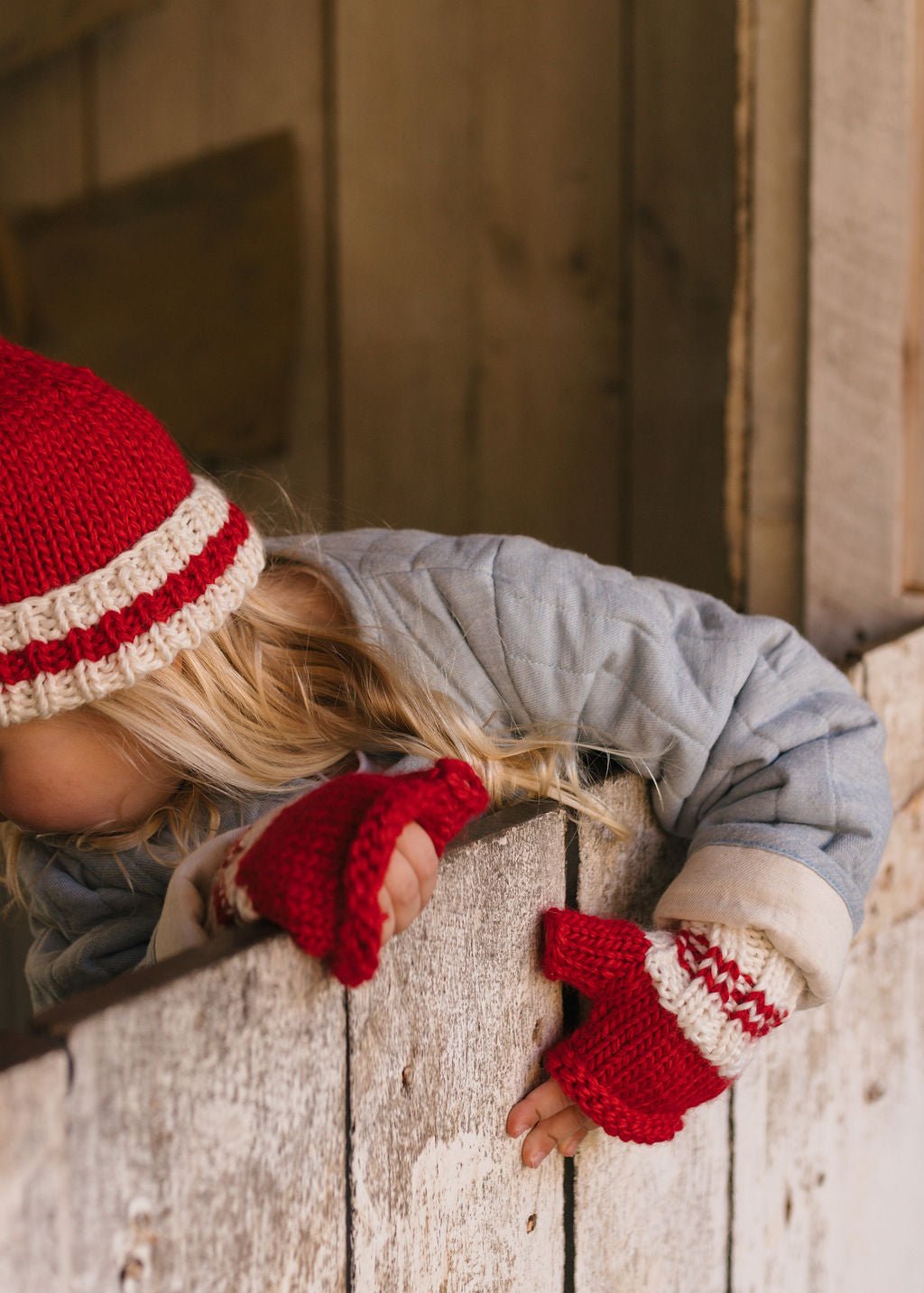 Denmark Mittens Red & Cream - Acorn Kids Accessories
