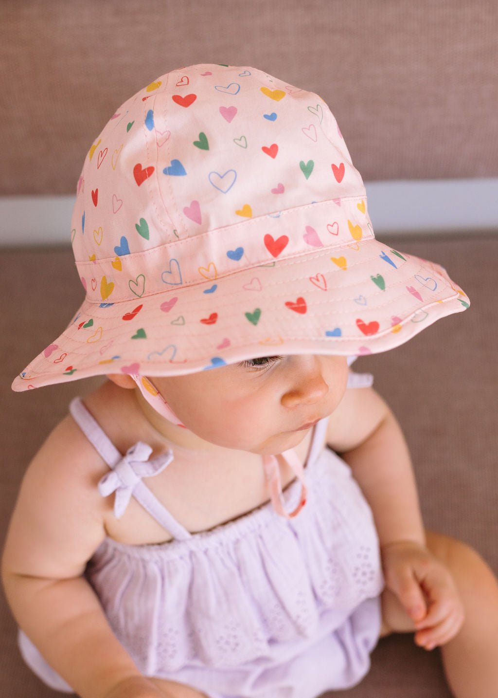 Floating Hearts Wide Brim Infant Hat - Acorn Kids Accessories